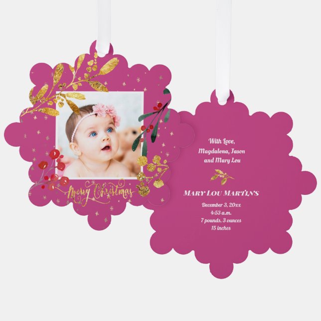 new baby girl Paper Ornament Card (Front/Back)