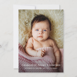 New Baby GIRL Photo Thank you Heart Modern Birth Announcement