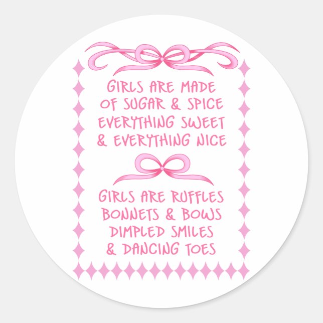 New Baby Girl poem Classic Round Sticker (Front)