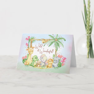 New Baby Girl Safari Animals Wild and Wonderful Card