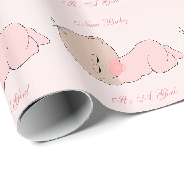 New Baby Girl Wrapping Paper (Roll Corner)