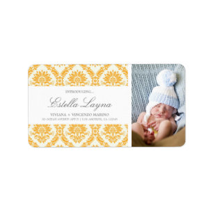 NEW BABY GOLD DAMASK ADDRESS LABELS