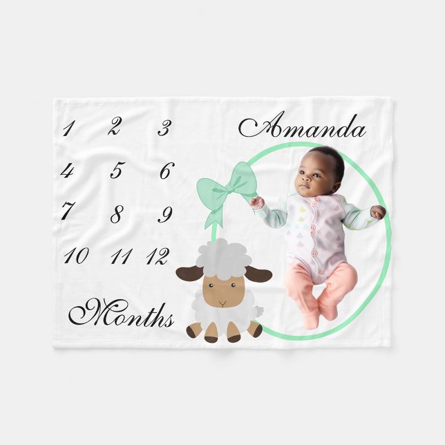 New Baby Infant Milestone Blue Elephant Photo Fleece Blanket (Creator Uploaded)