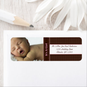 New Baby It's A  Girl Brown & Pink Dots