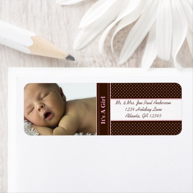 New Baby It's A  Girl Brown & Pink Dots (Insitu)