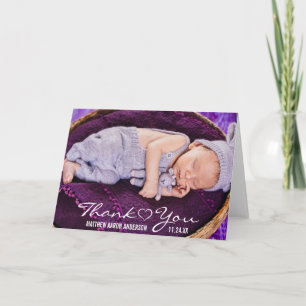 New Baby Modern Photo Thank You Heart Note Card