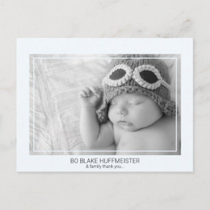 New Baby Modern Thank You B/W Photo Boy Postcard