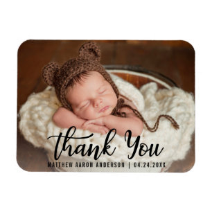 New Baby Modern Thank You Blk Magnet