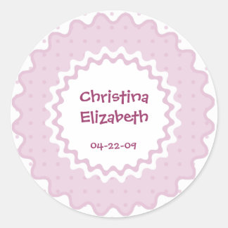 New Baby Name, Date of Birth Sticker - Pink