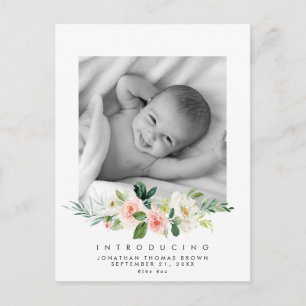 new baby neutral floral photo postcard