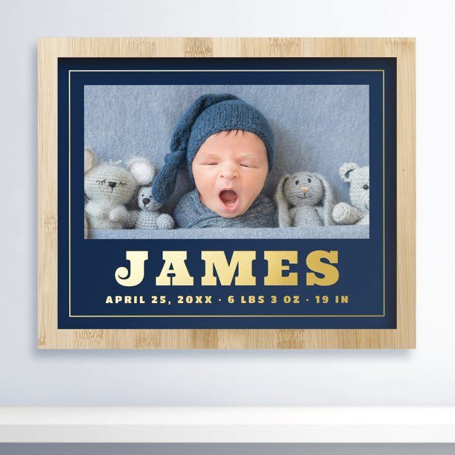 New baby newborn name date length weight photo foil prints (Creator Uploaded)