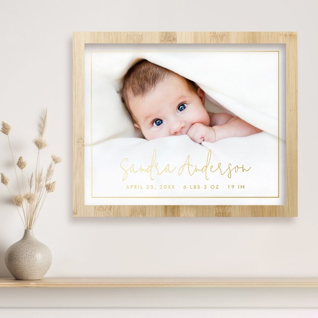 New baby newborn name stats photo script foil prints (Creator Uploaded)