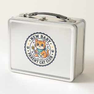 New Baby Parent Cat Cat Mum Gift Idea - New Baby P Metal Lunch Box