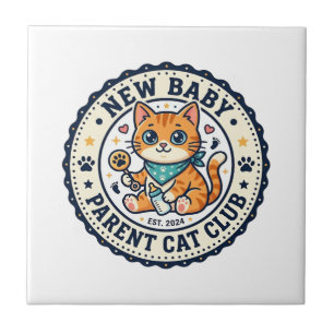 New Baby Parent Cat Cat Mum Gift Idea - New Baby P Tile