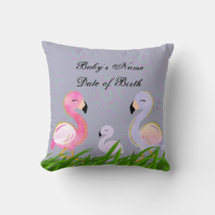 New Baby Personalised Flamingo Cushion