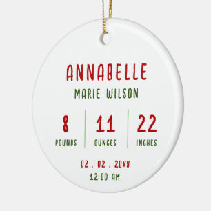 New Baby Personalised Photo Baby Info Christmas Ceramic Tree Decoration