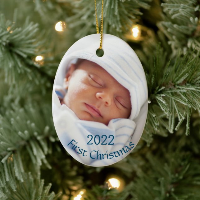 New Baby Photo Baby's First Christmas Ceramic Tree Decoration (Tree)