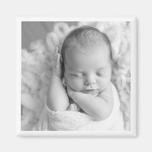 New Baby Photo Black White Timeless Keepsake Sweet Magnet