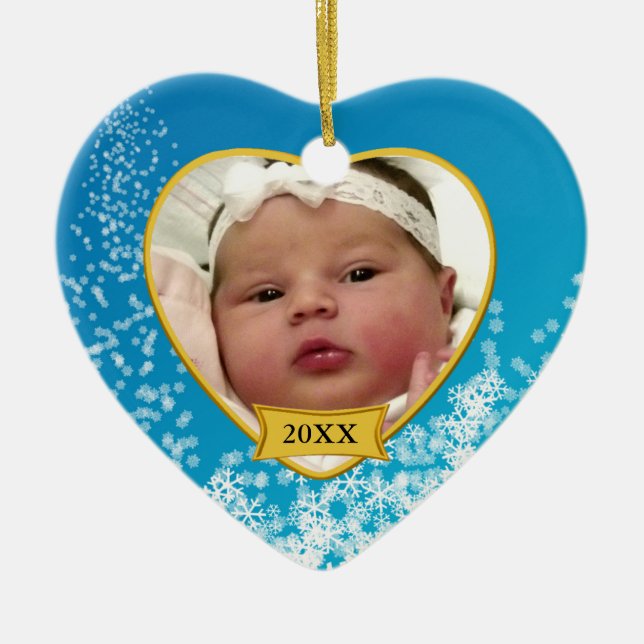 New Baby Photo Christmas Ceramic Tree Decoration (Front)