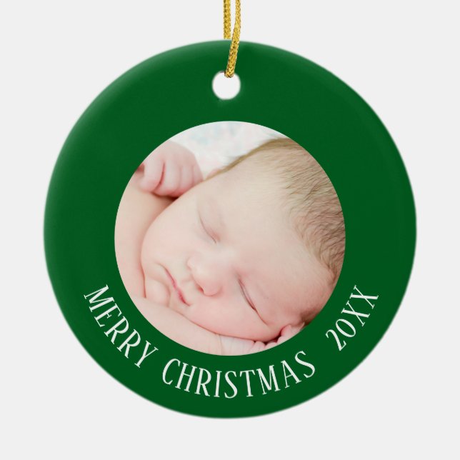New Baby Photo Christmas Ornament (Front)