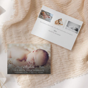 New Baby Photo Elegant Birth Announcement