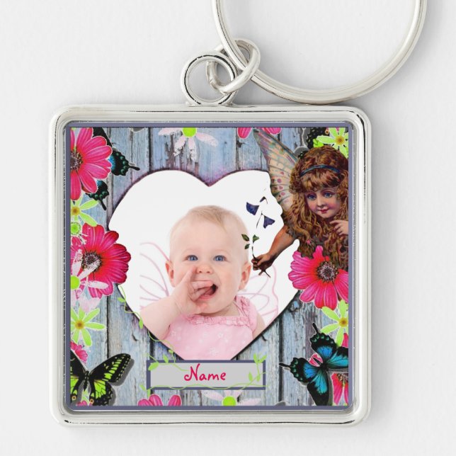 New Baby Photo Gift Flower Fairy Key Ring (Front)