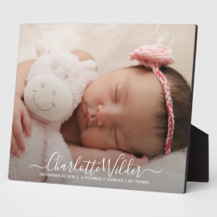 New Baby Photo Script Name Birth Stats Plaque