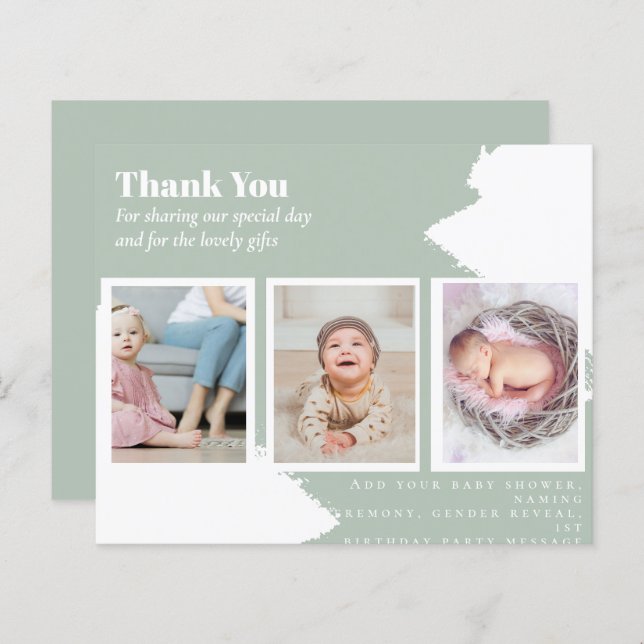 New Baby Photo Thank You Cards Modern Budget (Front/Back)