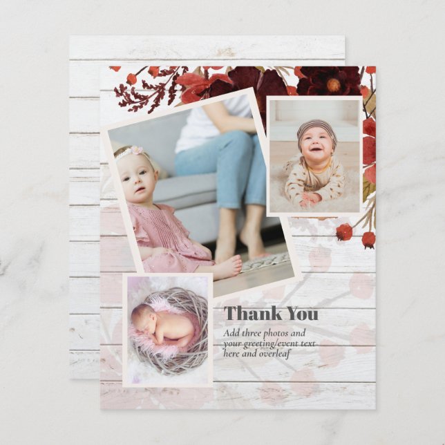 New Baby Photo Thank You Cards Modern Budget (Front/Back)