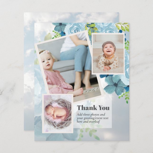 New Baby Photo Thank You Cards Modern Budget (Front/Back)