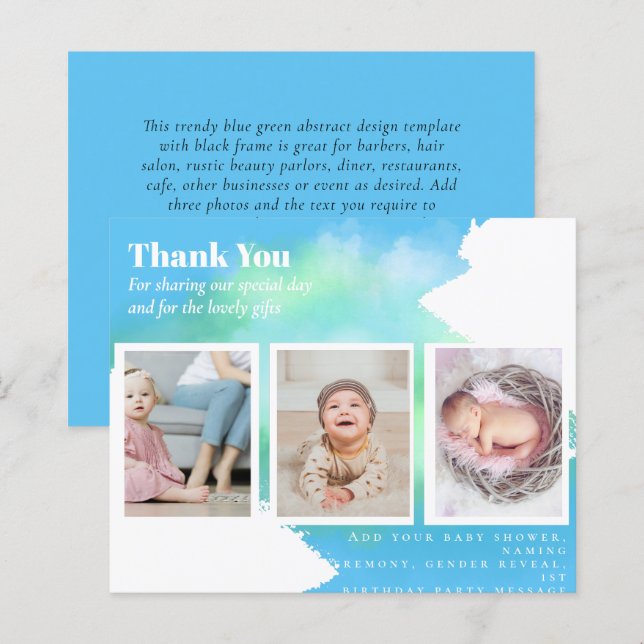 New Baby Photo Thank You Cards Modern Budget (Front/Back)