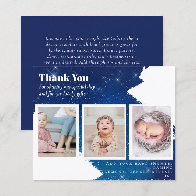 New Baby Photo Thank You Cards Modern Budget (Front/Back)