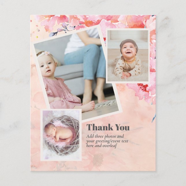 New Baby Photo Thank You Cards Modern Budget (Front)