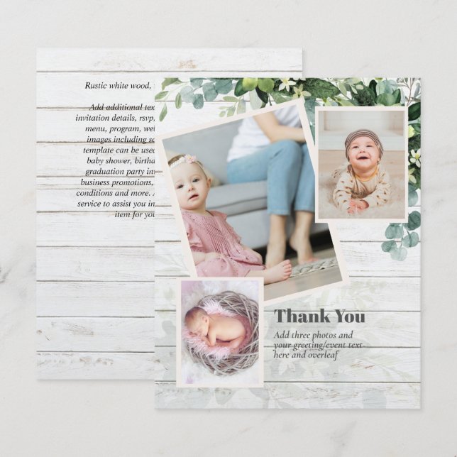 New Baby Photo Thank You Cards Modern Budget (Front/Back)