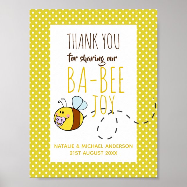 New Baby Photo Thank You Cards Modern Budget Poster (Front)