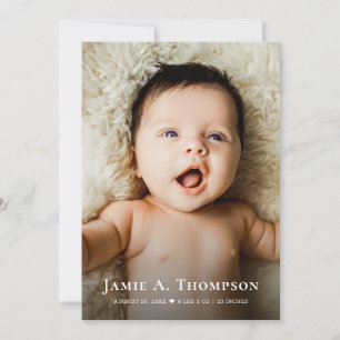 New Baby Photos Thank you Heart Modern Birth Announcement