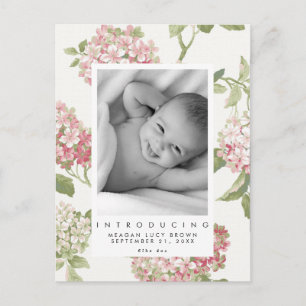 new baby pink floral photo postcard