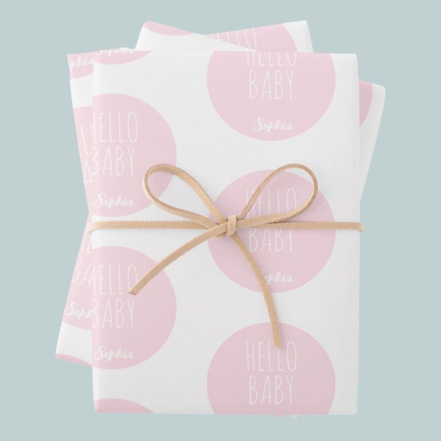 New Baby Pink Modern Simple Customisable  Wrapping Paper Sheet (Creator Uploaded)