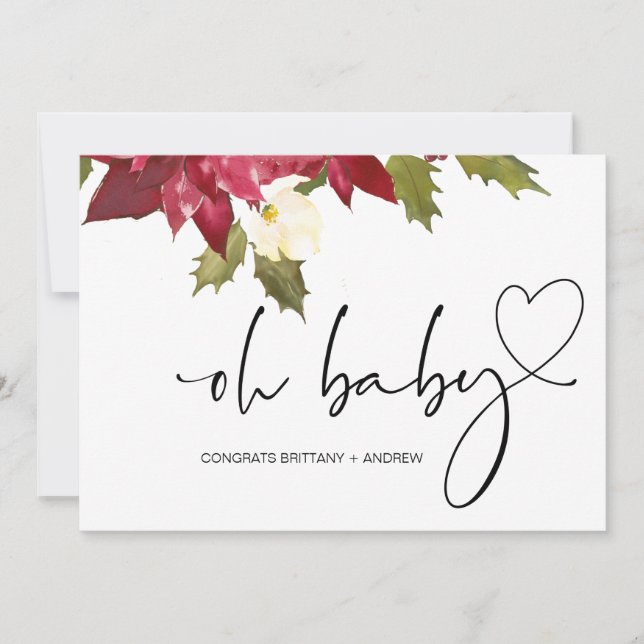 New Baby Pregnancy Congrats Oh Baby Christmas Card (Front)