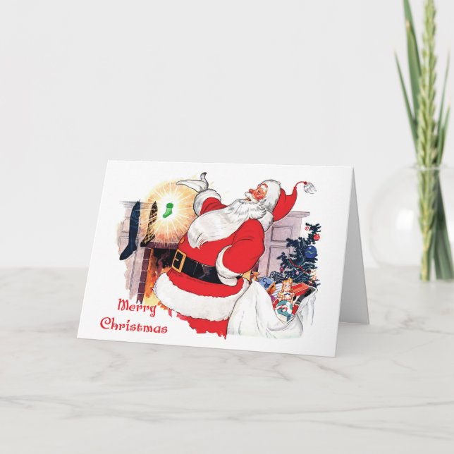 New baby Santa announcement  Christmas card (Front)