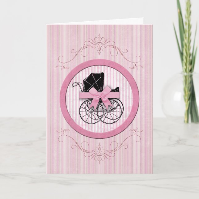 New Baby Shabby Chic Vintage Pink Card (Front)