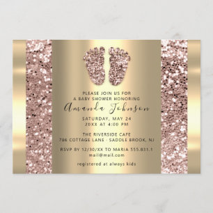 New Baby Shower Feet Rose Glitter Boy Girly Invitation