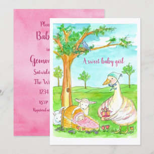 New Baby Shower Girl Fairy Tale Animals Invitation