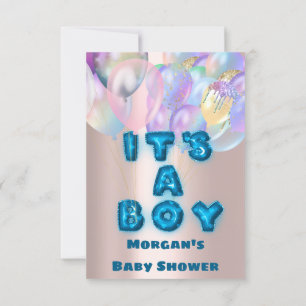 New Baby Shower It's A Boy Rose Gold Ballons Invitation