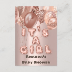 New Baby Shower It's A Girl Rose Gold Ballons Invitation