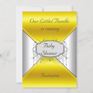 NEW Baby Shower Party Gold Silver Invitation