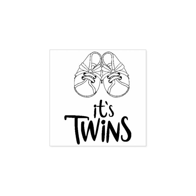 New Baby Shower Twins Rubber Stamp (Imprint)