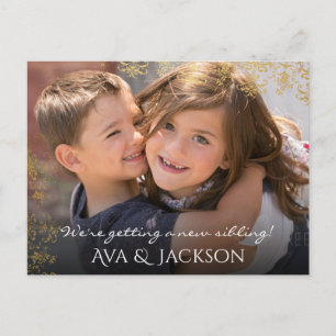 New Baby Sibling Brother / Sister Add Your Photo Announcement Postcard