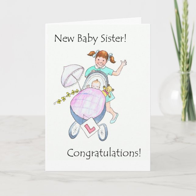 New Baby Sister Congratulations Card (Front)