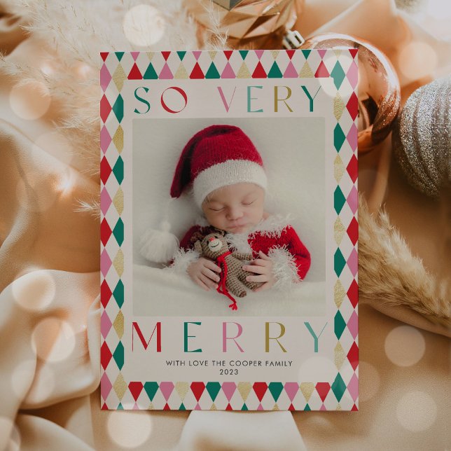 New Baby So Very Merry First Photo Christmas Holiday Card (Creator Uploaded)